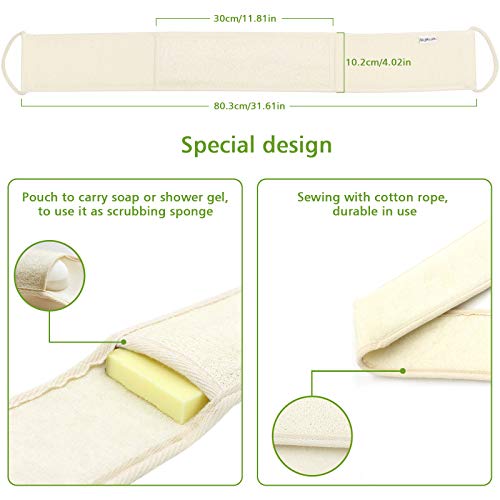 DigHealth Esponja Exfoliante de Lufa, Exfoliantes Esponja Pad, Ducha Esponja - Limpa e Remove as Células Mortas, 100% Natural Loofah Esponja, Esponja Vegetal para la Ducha& el Baño, Longitud: 80.3cm