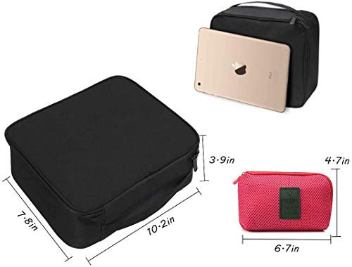 DIMJ Neceser Maquillaje Portátil, Bolsa de Maquillaje Ligera con Divisores Bolsillos Profesional Organizador de Maquillaje Bolso de Cosméticos de Viaje con Bolsa de Cable USB (Negro)