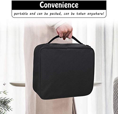 DIMJ Neceser Maquillaje Portátil, Bolsa de Maquillaje Ligera con Divisores Bolsillos Profesional Organizador de Maquillaje Bolso de Cosméticos de Viaje con Bolsa de Cable USB (Negro)