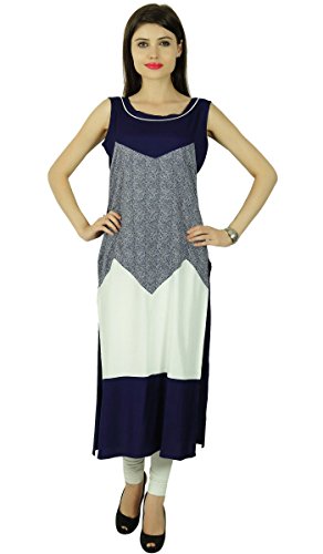 Diseñador punteada rayón sin Mangas de Las Mujeres de etnias Kurti Ocasional Superior de la túnica Vestido