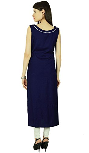 Diseñador punteada rayón sin Mangas de Las Mujeres de etnias Kurti Ocasional Superior de la túnica Vestido