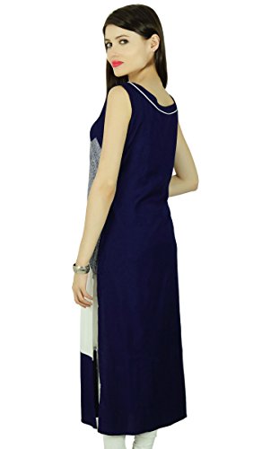 Diseñador punteada rayón sin Mangas de Las Mujeres de etnias Kurti Ocasional Superior de la túnica Vestido