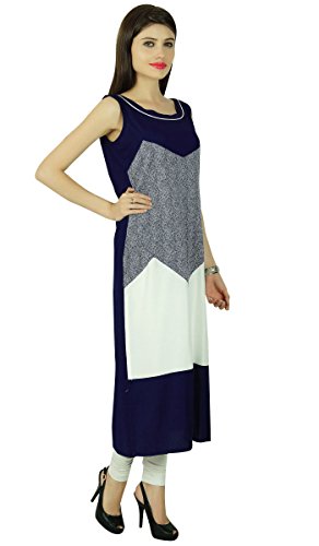 Diseñador punteada rayón sin Mangas de Las Mujeres de etnias Kurti Ocasional Superior de la túnica Vestido