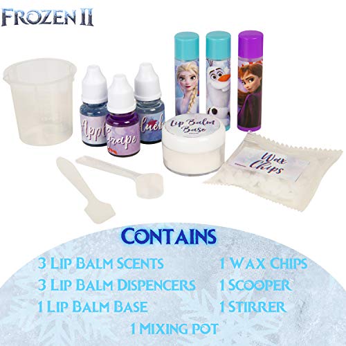 Disney Frozen 2 Set de Maquillaje CREA Tus Pintalabios con Princesas Anna y Elsa, Incluye Barras Labiales de Sabores, Kit Pintalabios Niña Manualidades, Regalos Frozen para Niñas