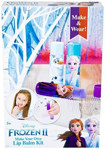 Disney Frozen 2 Set de Maquillaje CREA Tus Pintalabios con Princesas Anna y Elsa, Incluye Barras Labiales de Sabores, Kit Pintalabios Niña Manualidades, Regalos Frozen para Niñas