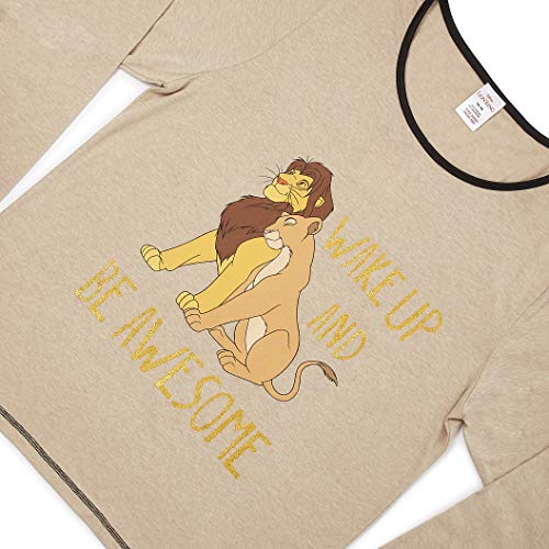 Disney Pijama Rey León para Mujer, Pijama Mujer, Pijama De 2 Piezas con Manga Larga Y Leggings con Estampado Animal, Ropa De Dormir De Algodón, Ropa De Salón Disponible En Talla 36 A 46 (40/42)