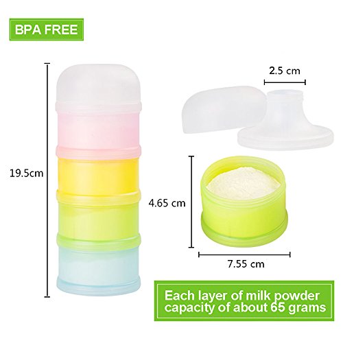 Dispensador de Formula, Kidsmile apilable On-the-Go BPA del dispensador de leche en polvo y almacenamiento de contenedores de aperitivos - no hay fugas en polvo