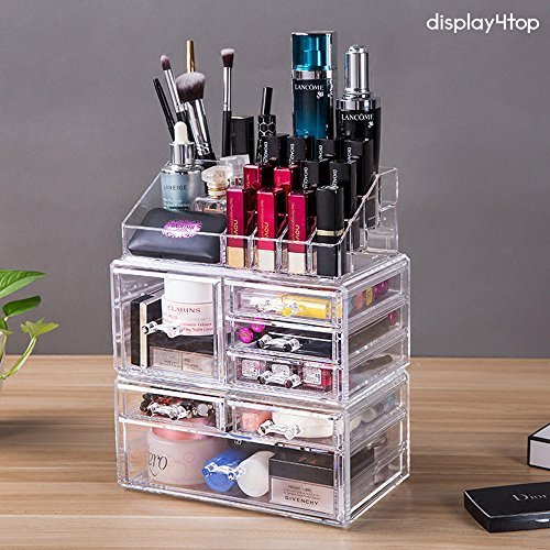 Display4top Caja acrílica Estante de maquillajes Maquillaje Cosméticos Joyería Organizador (7 Drawers Transparente)