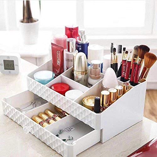 Display4top - Organizador de joyería multifunción para maquillaje, accesorios cosméticos, cajas de almacenamiento de maquillaje, color blanco.