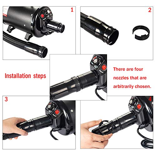 Display4top Pantalla Profesional 2800 W Low Noise Perros Cuidado secador Calor Ajustable y Velocidad (Negro)