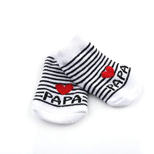 Distinct® calcetines de algodón de bebé I Love Mama + te amo PaPa niños bebés recién nacidos niñas calcetines - 2 pares
