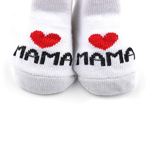 Distinct® calcetines de algodón de bebé I Love Mama + te amo PaPa niños bebés recién nacidos niñas calcetines - 2 pares