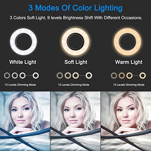 Diyife Anillo de Luz Selfie,[Nueva Versión] LED Luz Anular con Soporte para Teléfono Brazo Largo Flexible 3 Modos de Iluminación para Youtube Transmisión en Vivo Maquillaje Fotografía