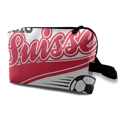 DJNGN Bolsa de maquillaje Bolsa de cosméticos Euro 2016 Fútbol Suiza Suisse Béisbol Blanco Bolsa multifuncional Kit de viaje Bolsa de almacenamiento