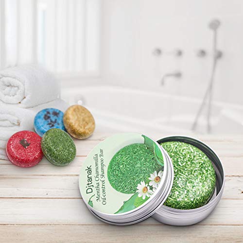 Djtanak Champú Sólido Organico 4 Pcs, Natural Herbal Champú para, Tratamiento de diferentes fragancias para la caida del pelo, anticaspa (Champú de jengibre, algas marinas, canela y menta)