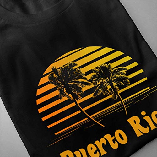 Dlovae Puerto Rico Sunset Palm Trees T Shirts Men's Tops Short Sleeved Round Neck Cotton Tees T-Shirts