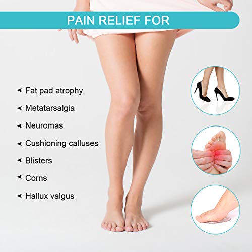 Doact Plantillas, Plantillas Gel Antideslizantes Almohadillas Plantar, Gel Amortiguación Antideslizante Zapatos, Medio Plantilla Alivio El Dolor En El Antepié Tacones Altos (4 pcs 35-40EU)