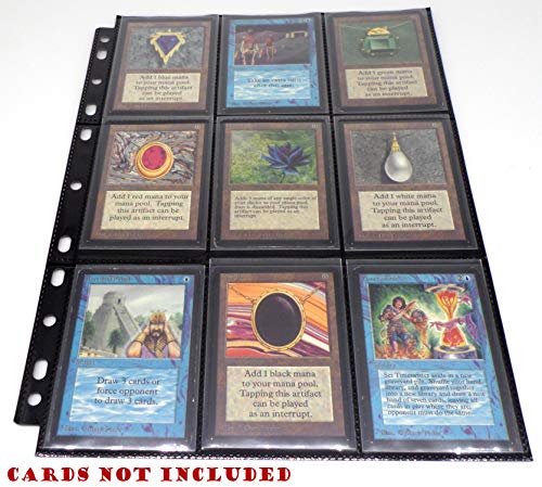 docsmagic.de 50 18-Pocket Pages Black - Toploading Standard Size - MTG - Pokemon - 11-Hole