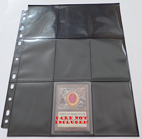 docsmagic.de 50 18-Pocket Pages Black - Toploading Standard Size - MTG - Pokemon - 11-Hole