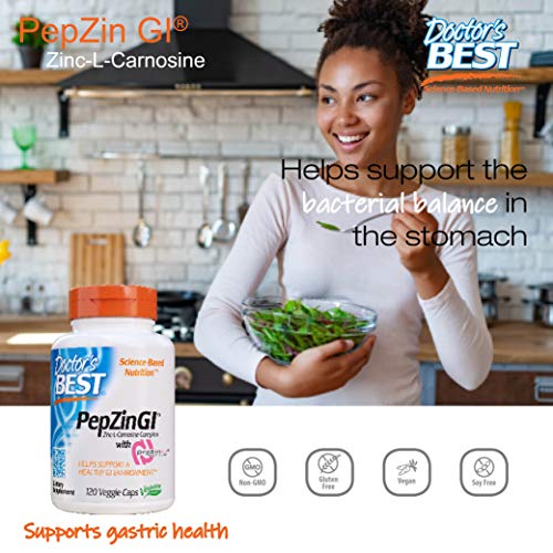 Doctor's Best, PepZinGl, Complejo de Zinc-L-Carnosina, 120 Cápsules vegetarianas, sin soja, sin gluten