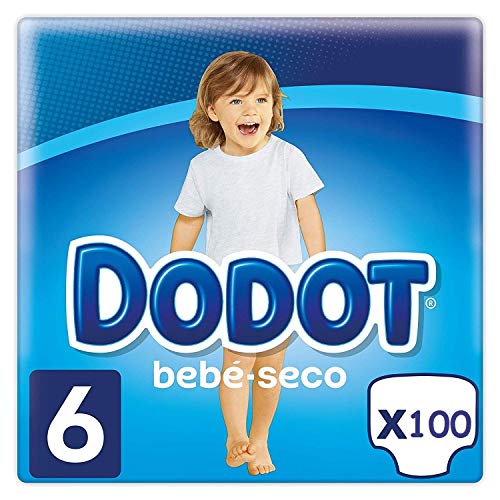 DODOT Bebé-Seco Pañales Talla 6, 100 Pañales, Pañal con Canales de Aire, 13+ kg, pañales para bebe para una piel seca y aireada