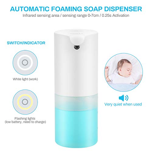 DOFLY Dispensador Automático de Jabón, 350ml Libre de Manos Bomba de Jabón sin Contacto Dispensador de Jabón de Auto Espumante con Sensor de Movimiento de Infrarrojo para el Lavabo de Baño y Cocina
