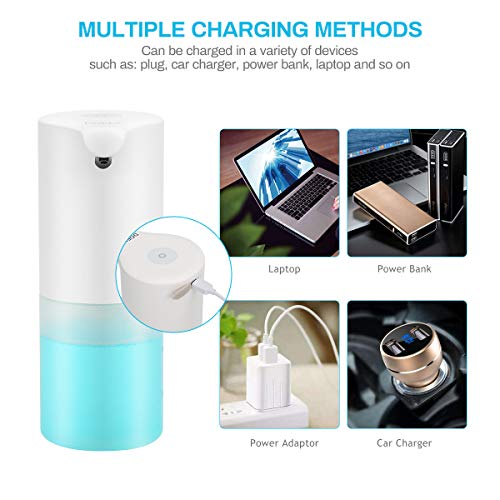 DOFLY Dispensador Automático de Jabón, 350ml Libre de Manos Bomba de Jabón sin Contacto Dispensador de Jabón de Auto Espumante con Sensor de Movimiento de Infrarrojo para el Lavabo de Baño y Cocina