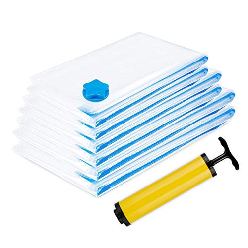 DoGeek Juego de Bolsas de vacío con Bomba Bolsas de almacenaje al vacío para Ropa, edredones o Almohadas (6 pcs)