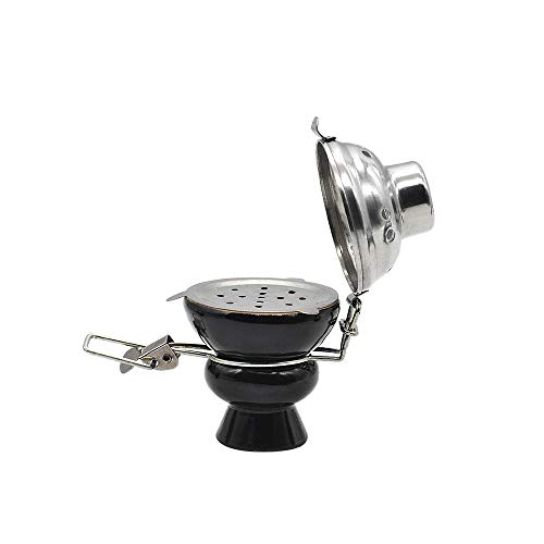 DOJA Barcelona | Cazoleta De Ceramica para Cachimba | 60mm diámetro | 91mm altura | Color Negro | Cazoleta Cachimba con Soporte Carbon Shisha | Cabeza Hookah para Carbon | Para Fumar Tabaco Cachimba