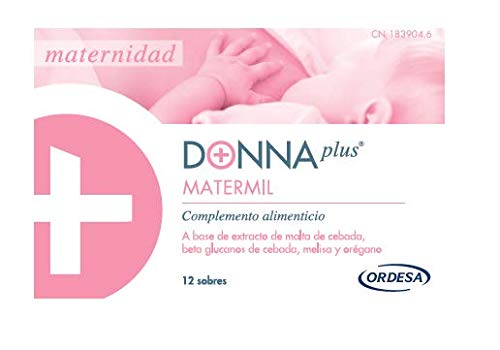 DonnaPlus Matermil 12 sobres, complemente alimenticio para la madre lactante compuesto por cebada, melisa y orégano. 1 o 2 sobres al día.