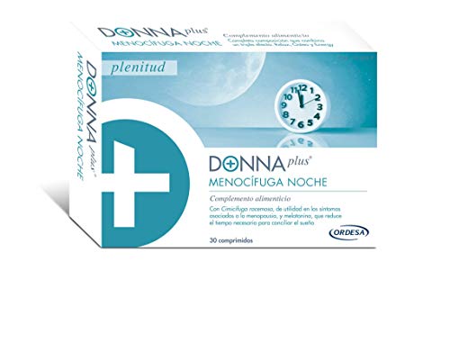 DonnaPlus Menocífuga Noche 30 comprimidos, complemento alimenticio para la mujer en la menopausia. Cimicífuga racemosa, Melatonina, GABA y Vitaminas K2, D3, B6, B9 y B12. 1 Cápsula por la noche.