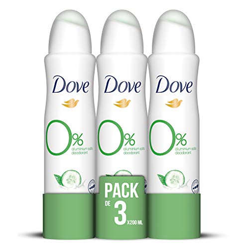 Dove 0% Desodorante Pepino - Pack de 3 x 200 ml - Total: 600 ml