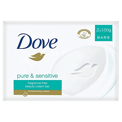 Dove Jabón de barra puro y sensible, 2 x 100 g
