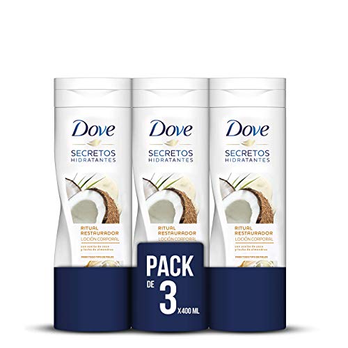 Dove Loción con Aceite de Coco y Almendras - 3 Paquetes de 400 ml - Total: 1200 ml