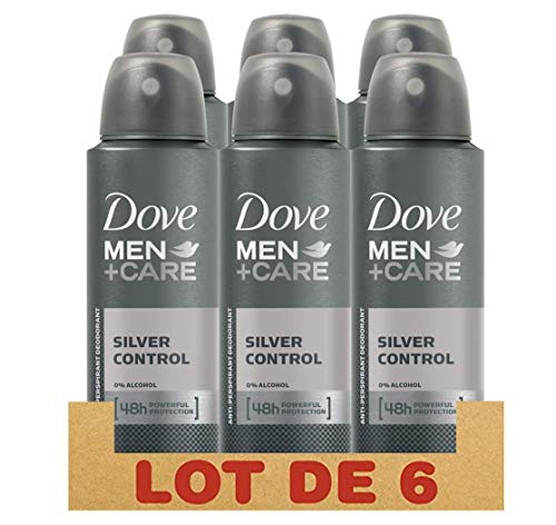 Dove Men + Care Déodorant Homme Protection 48h Silver Control, sans Alcool (Lot de 6 x 150ml)