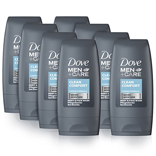 Dove Men clean comfort - Gel de ducha, pack de 8 x 55 ml