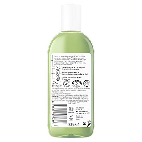 Dove Powered by Plants - Gel de ducha natural de eucalipto con ingredientes activos a base de plantas de origen natural para una limpieza cuidadosa de la piel, pack de 6 (6 x 250 ml)