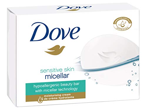 Dove Pure y Sensitive Pastilla Limpiadora para Piel Sensible con Tecnología Micelar