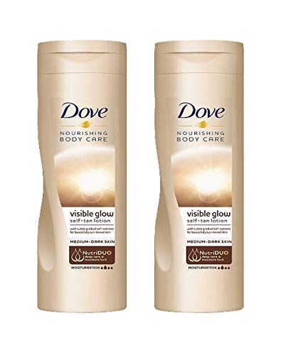 Dove Summer Glow - Loción de cuerpo autobronceadora, de color claro a medio (2 unidades de 250 ml)