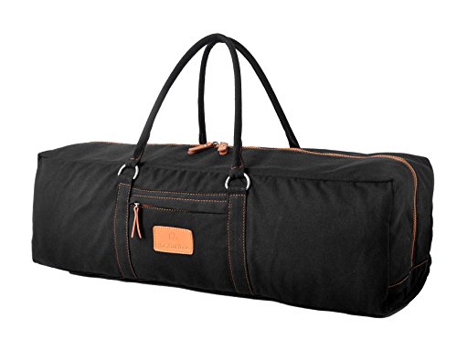 #DoYourYoga Bolsa de Yoga »Ghanpati Fabricada en Lona de Primera Calidad/para esterillas de Yoga, Pilates, Ejercicio y Gimnasia EXTRAGRUESAS de hasta 186 x 62 x 1,5 cm/Negro