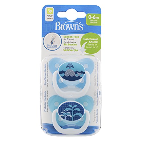Dr Brown 's prevent chupete (0 A 6 meses, color azul, pack de 2)