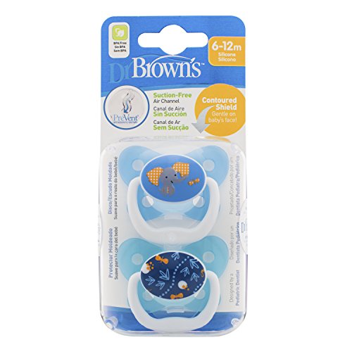 Dr Brown 's prevent chupete (6 A 12 meses, color azul, pack de 2)