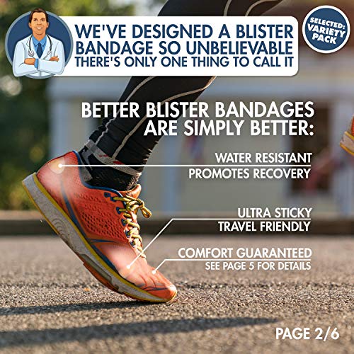 Dr. Frederick’s Original Apósitos para Ampollas - Variedad 12 uni. - Vendajes Hidrocoloides a Prueba de Agua para la Prevención y Recuperación de Ampollas en los Pies, Dedos y Talones