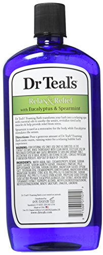 Dr Teal's - Baño de espuma con sal pura de Epsom, relajación y alivio con eucalipto y hierbabuena - 1 litro