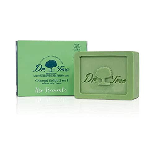 Dr. Tree Uso Frecuente 2 en 1 - Champú Sólido + Acondicionador Ecológico, Hidrata y Rejuvenece, Todo tipo de Cabellos, Champú sin SLS, 1 Pastilla = 900ml, 99% Ingredientes Naturales ECOCERT