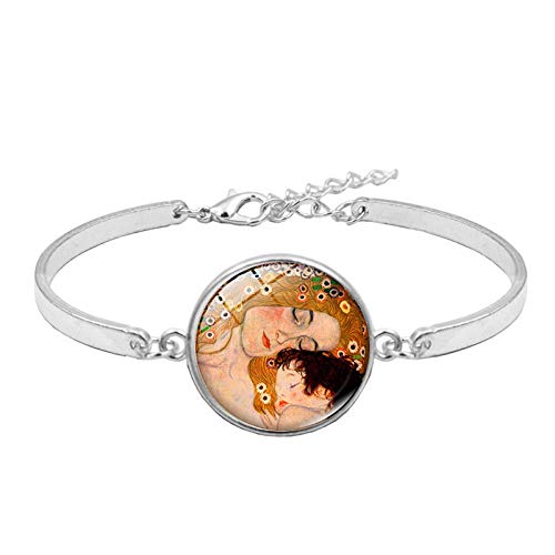 Drreny Klimt Kiss Time Set de Collar de Piedras Preciosas Pulsera de Plata Aretes Set de Joyas