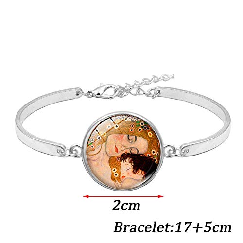 Drreny Klimt Kiss Time Set de Collar de Piedras Preciosas Pulsera de Plata Aretes Set de Joyas