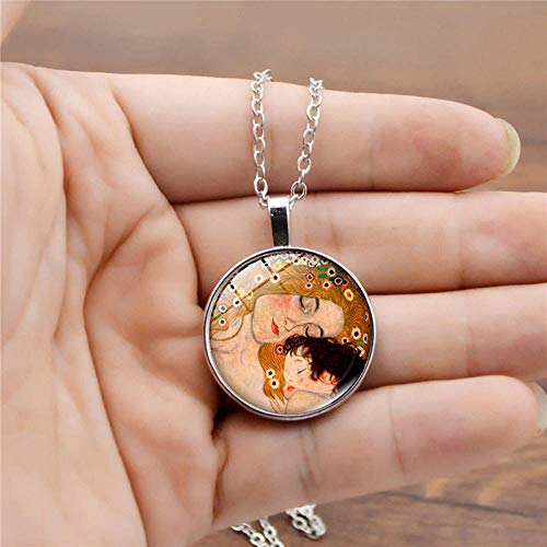 Drreny Klimt Kiss Time Set de Collar de Piedras Preciosas Pulsera de Plata Aretes Set de Joyas