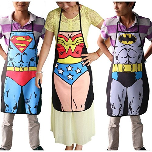 Ducomi Superhero - Delantal de Chef de Cocina para Hombre, Mujer y Niño - Mixto,Algodón, Ajustable, Longitud 72 cm - Uso Profesional o Doméstico - Impresiones Sexy, Divertidas, Vintage y Clásicas para Masterchef, Chefs y Chefs Estrellados (Superman)