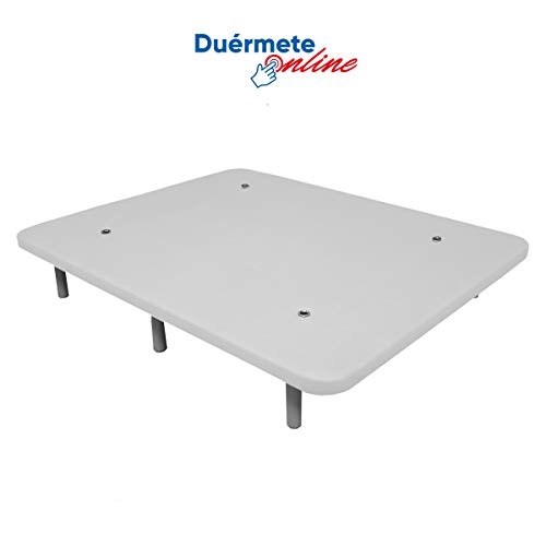 Duérmete Online - Base Tapizada 3D Reforzada 5 Barras de Refuerzo y Válvulas de Ventilación + 6 Patas, Blanco, 90x190